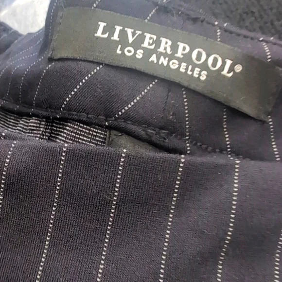 Liverpool Navy Stripes Knit Trousers Size 12/31 New With Tags - Picture 4 of 16